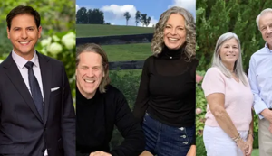 Collage of New York real estate professionals with luxury waterfront homes, Hamptons estates, Finger Lakes properties and Catskills countryside representing diverse real estate markets across New York State.