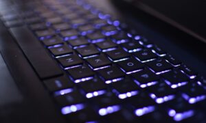 Backlit mechanical keyboard used for competitive gaming