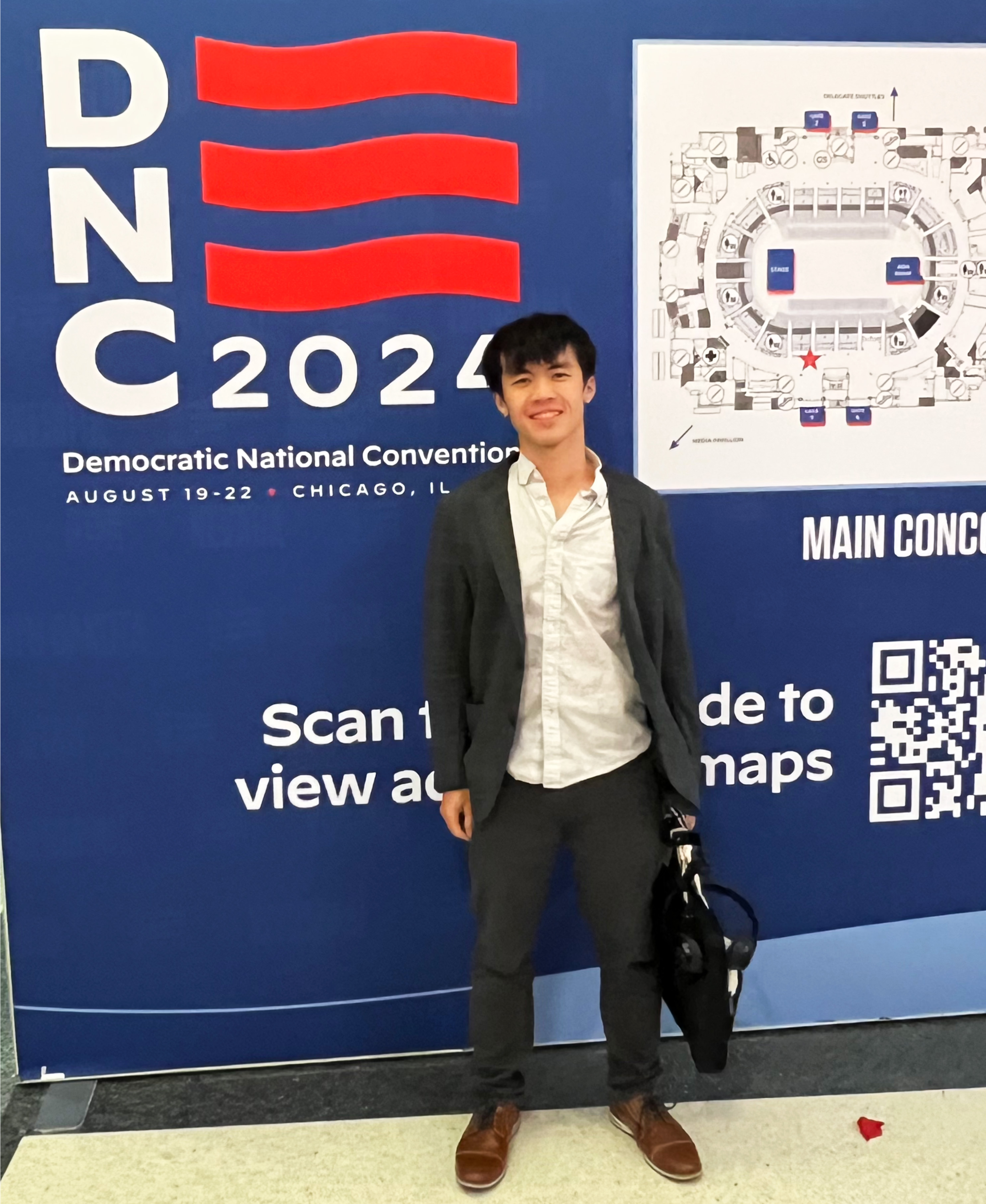 Chris Chang while covering the 2024 general elections