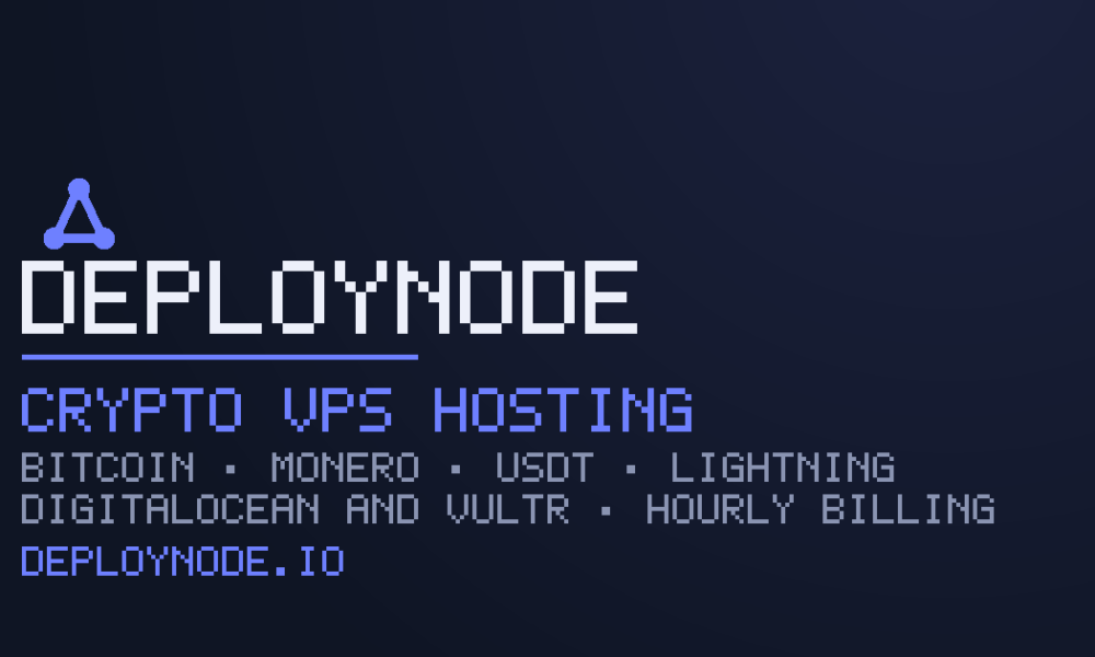 deploynode Launches Crypto VPS Hosting With Bitcoin, Monero and Lightning Payments