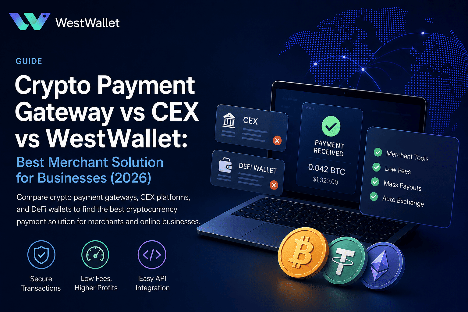 CEX vs DeFi vs WestWallet: Best Merchant Solution for Businesses (2026)
