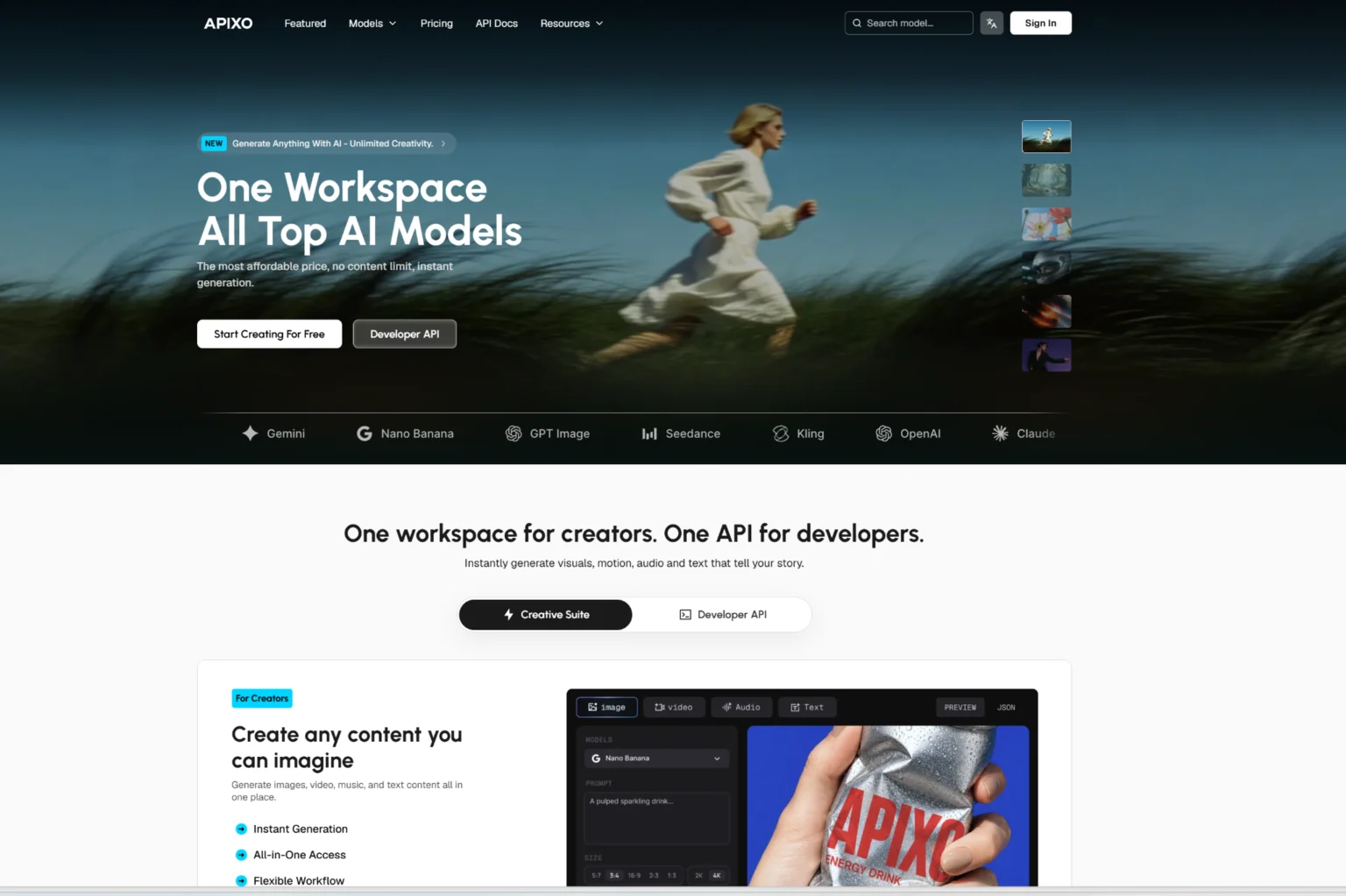 APIXO AI model platform homepage