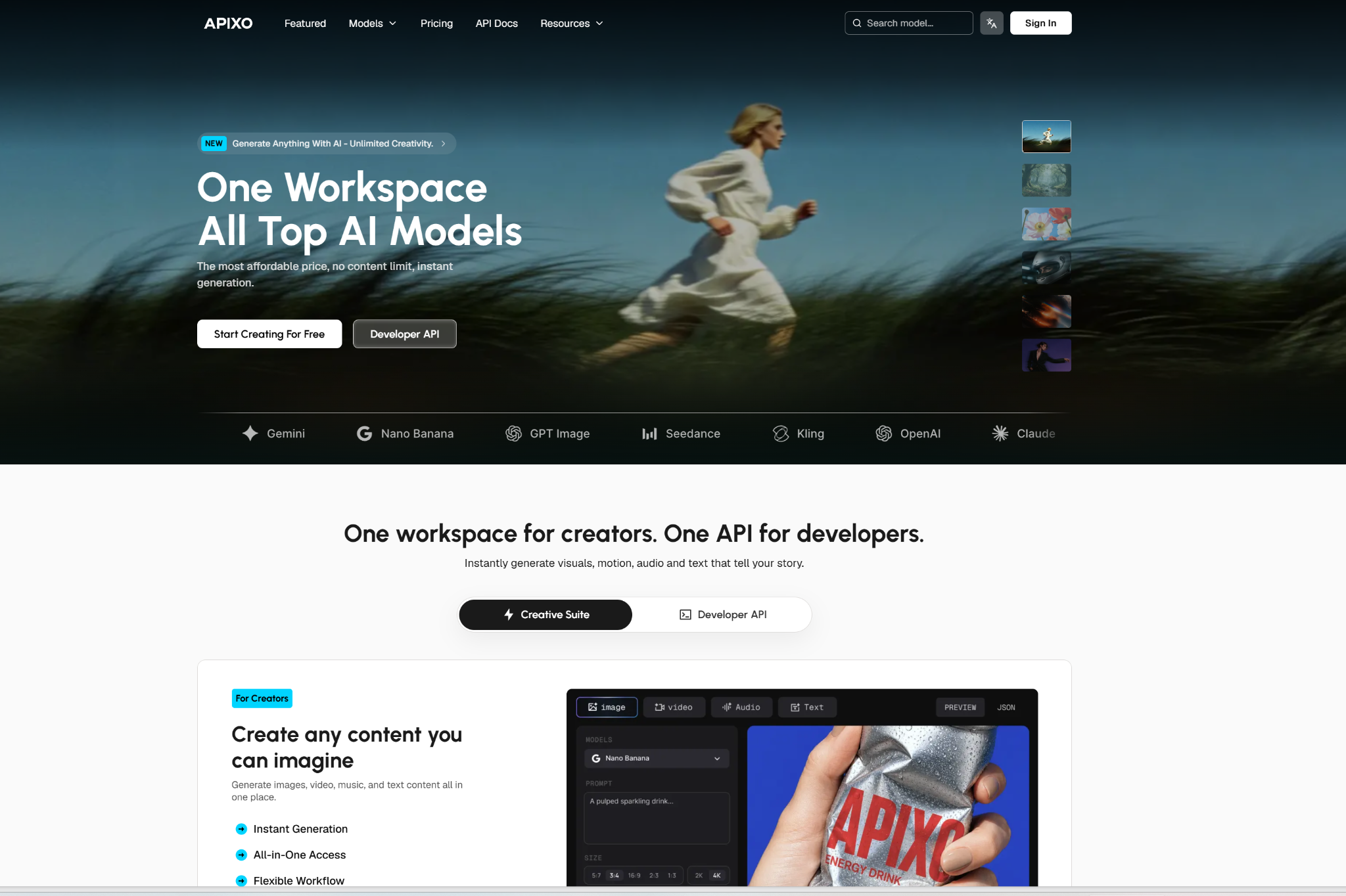 APIXO AI model platform homepage