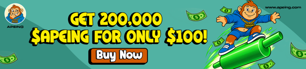 Apeing Stage 4 presale pricing next to Shiba Inu and FLOKI price movement charts