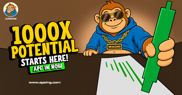 Apeing Banana Drop presale live alongside PENGU and PEPE price chart