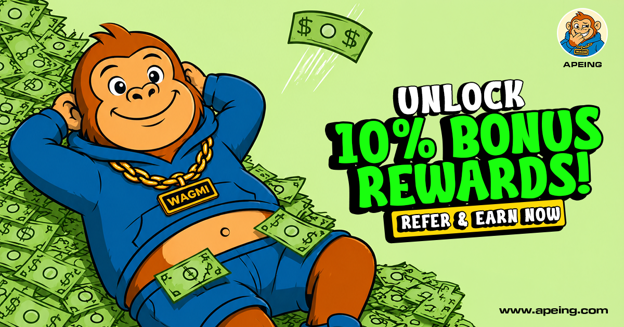 Trending meme coins today featuring Apeing presale, Dogecoin, and Fartcoin price chart