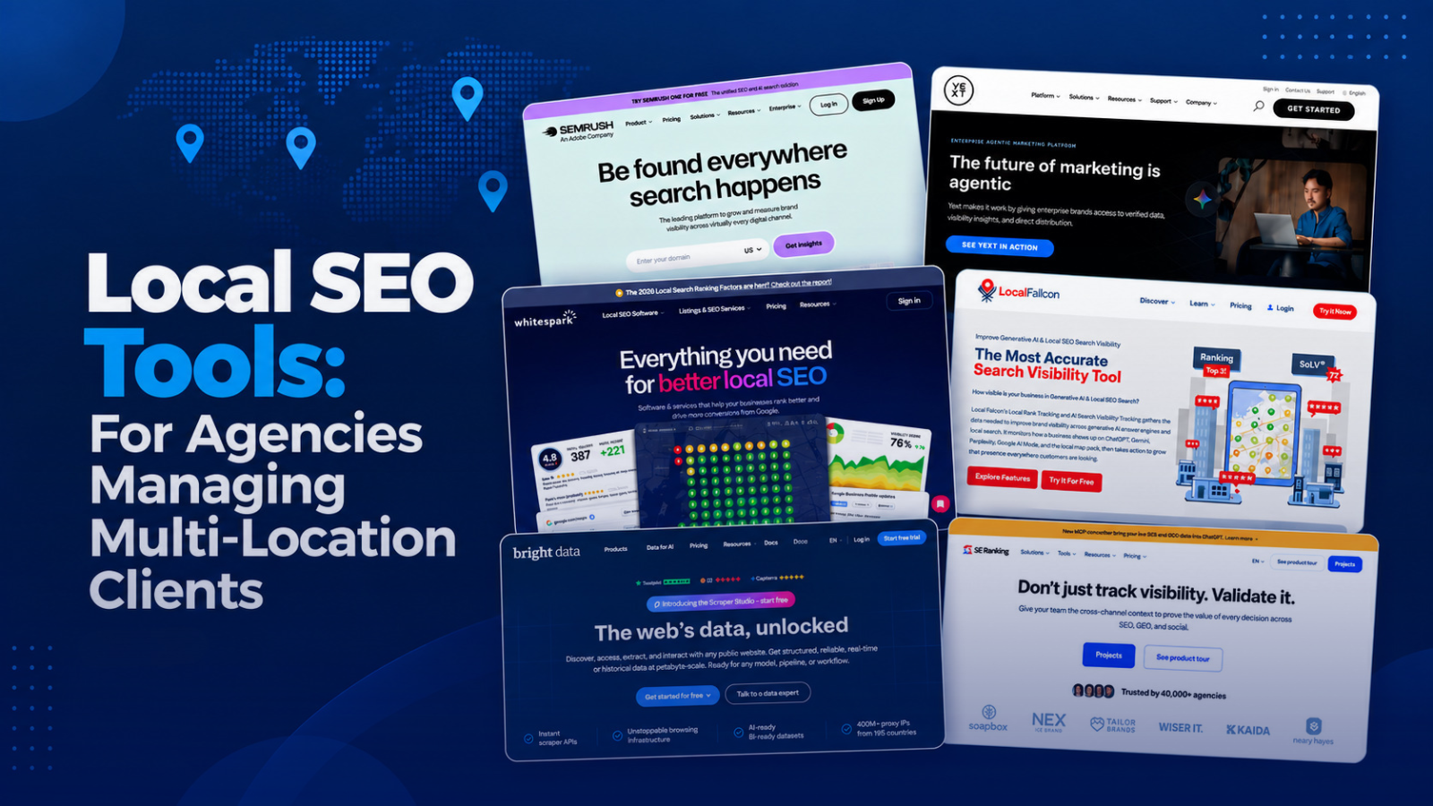 The best local SEO tools for agencies to manage listings, track local rankings, monitor reviews, improve search visibility and deliver better client results.