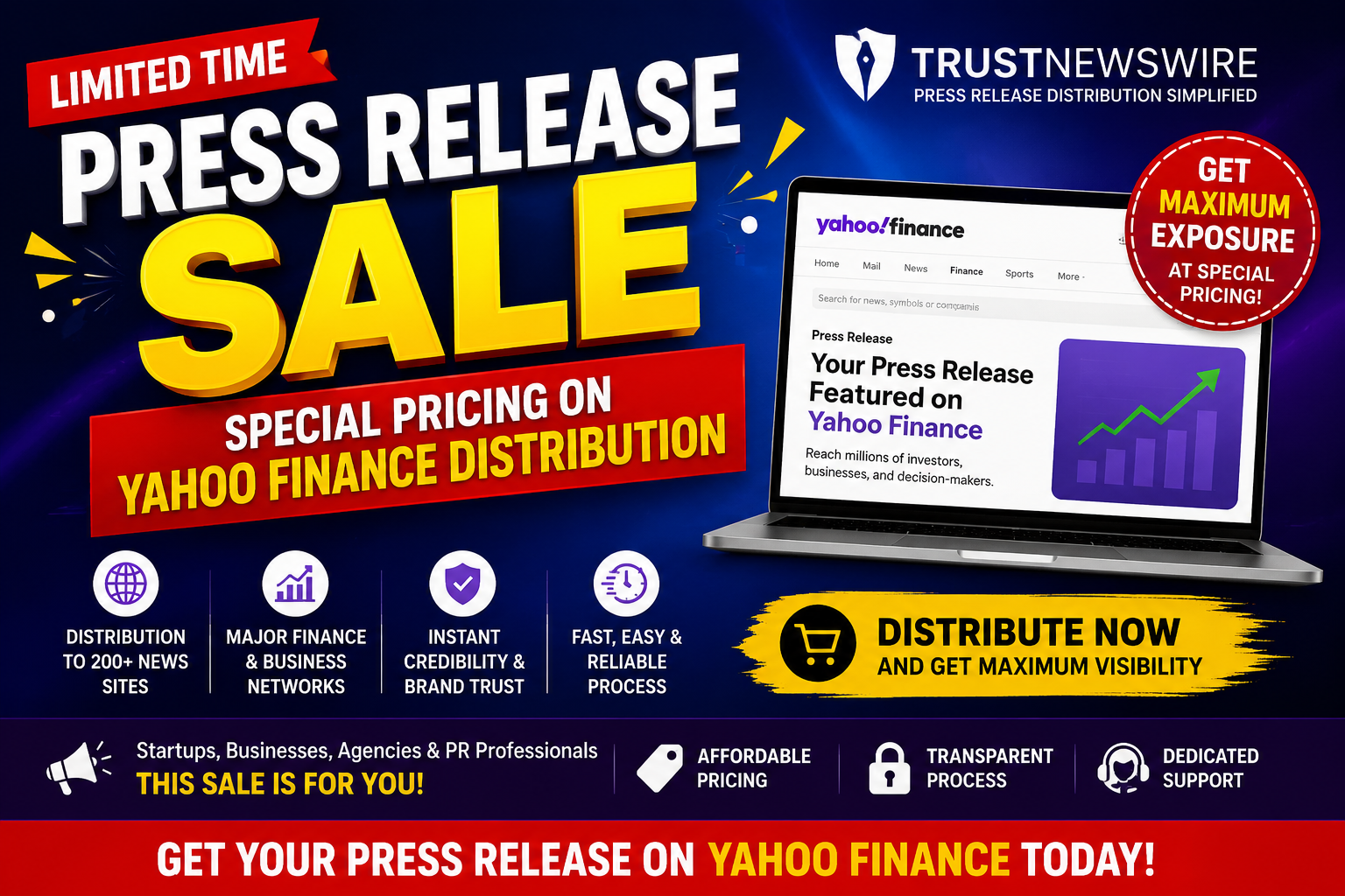 TrustNewswire Launches a Major Press Release Sale With Special Pricing on Yahoo Finance Distribution