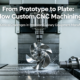 A hyper-realistic, close-up photo of a 5-axis CNC machine cutting a complex stainless steel component for a commercial kitchen appliance in a modern, clean manufacturing workshop, with the article title overlaid.