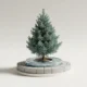 Young evergreen tree growing from a durable, circuit-patterned foundation, symbolizing sustainable competitive advantage.
