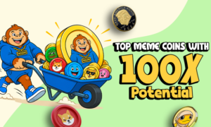 Apeing presale Stage 5 graphic beside top meme coins including Dogecoin, Shiba Inu, Pepe and Bonk
