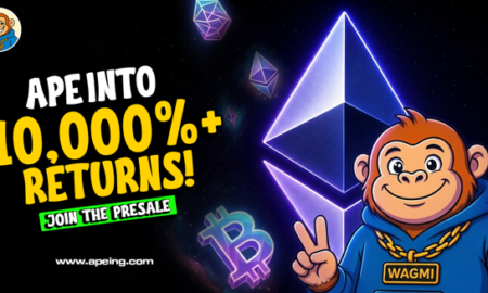 Apeing Banana Drop presale live alongside PENGU and PEPE price chart