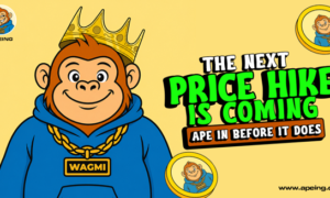 Apeing presale live at $0.0001 alongside XRP and Solana price movement chart