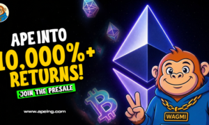New meme coin presale chart featuring Apeing Stage 3, Dogecoin, and Mog Coin