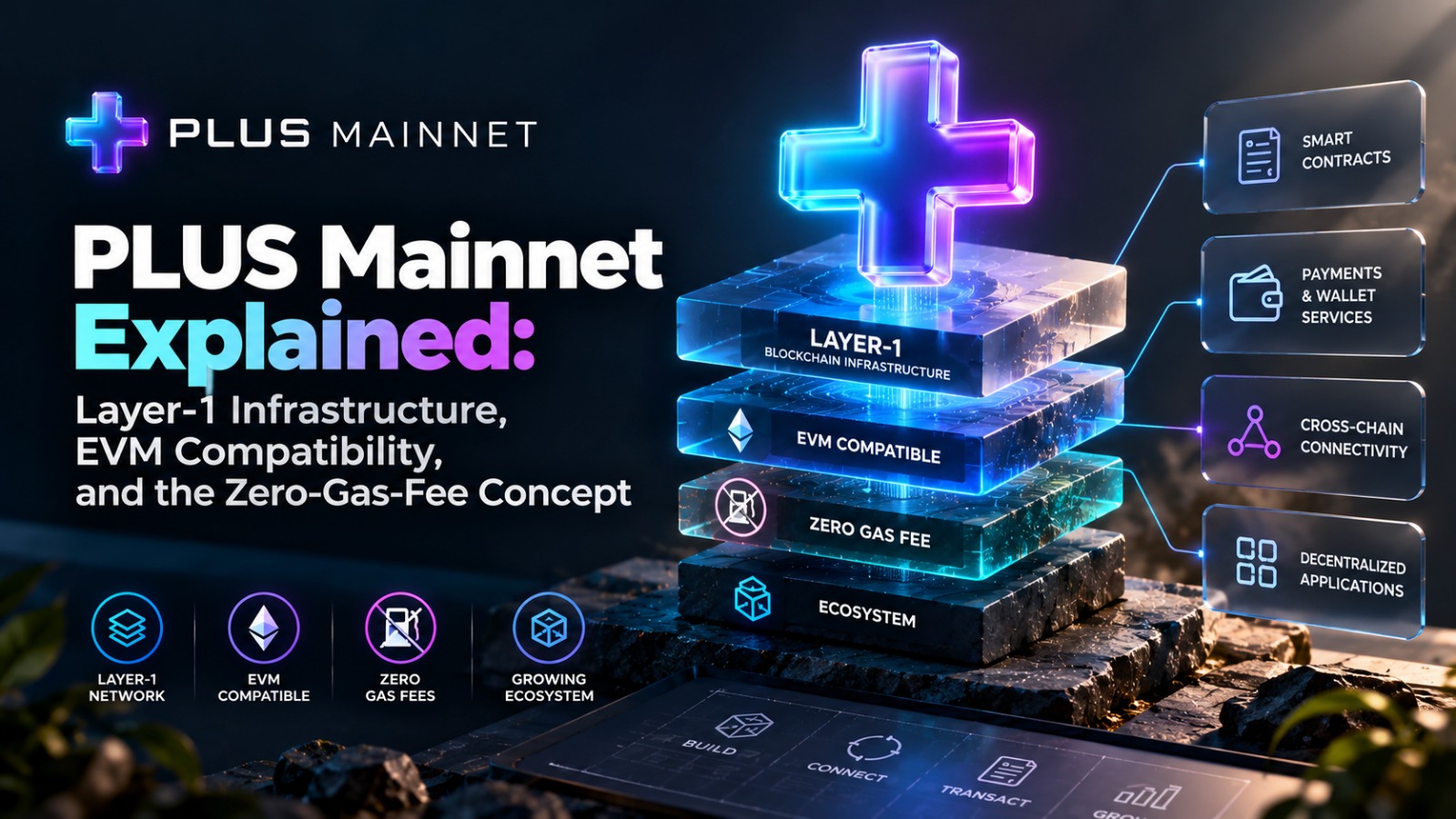 PLUS Mainnet Explained: Layer-1 Infrastructure, EVM Compatibility, and the Zero-Gas-Fee Concept