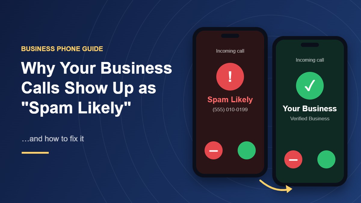 Business call showing Spam Likely warning versus verified business caller ID