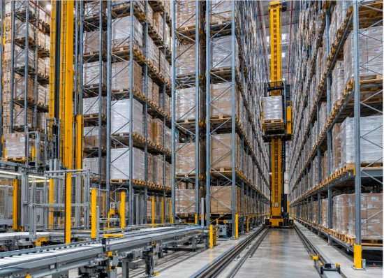 automated warehouse racking system with high density pallet storage