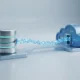 Organized data flows smoothly from a legacy database into a modern cloud server, symbolizing successful data migration.