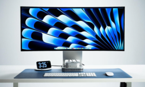 Mobile Pixels Prisma 40-inch curved 5K2K display with KVM, USB-C, storage and wireless charging for workstations