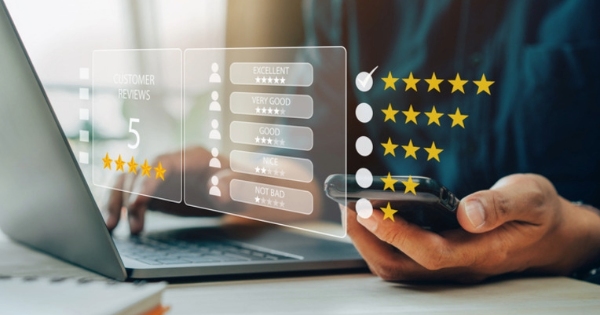 Business owner reviewing recent customer feedback on a local listing