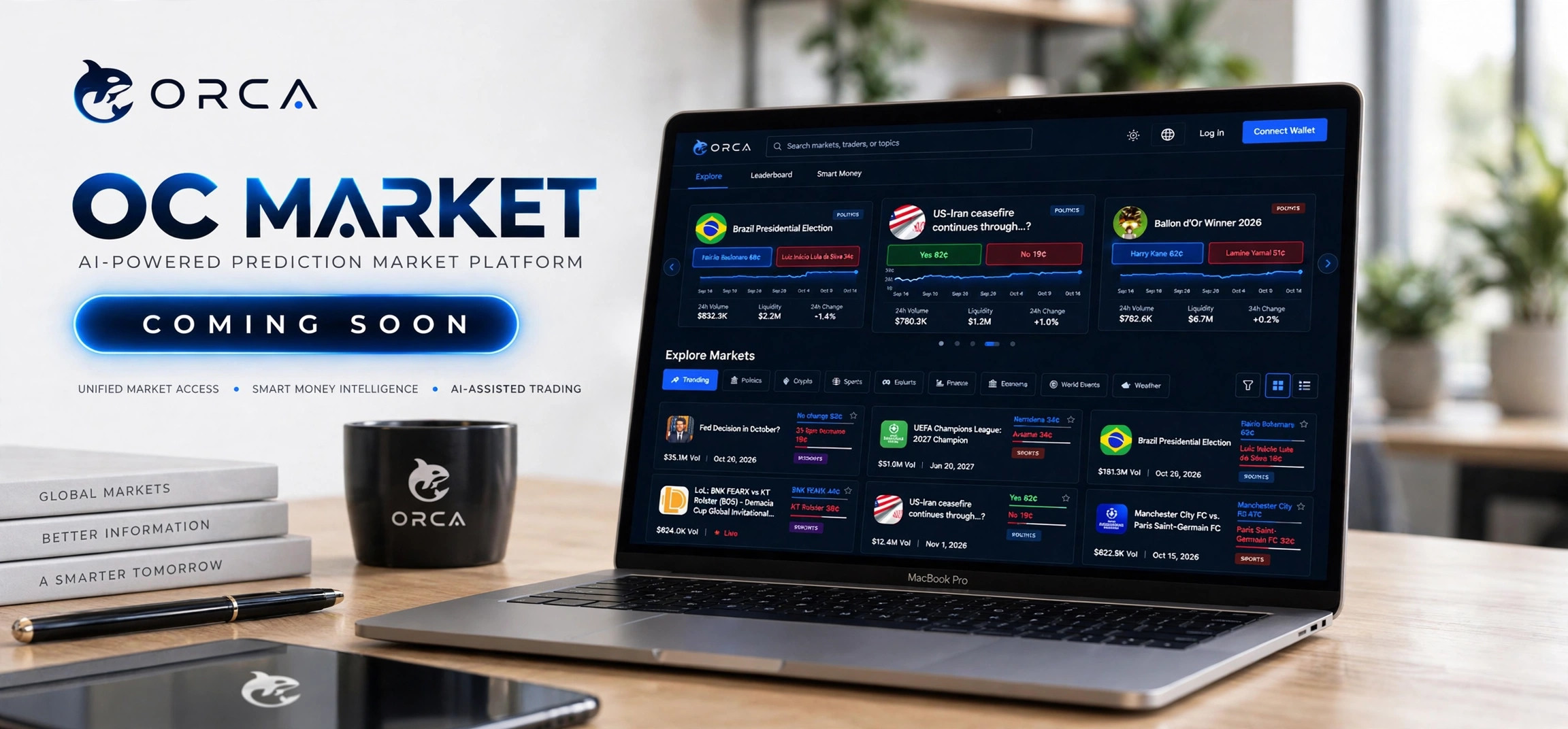 ORCA OC Market AI-powered prediction market platform coming soon graphic