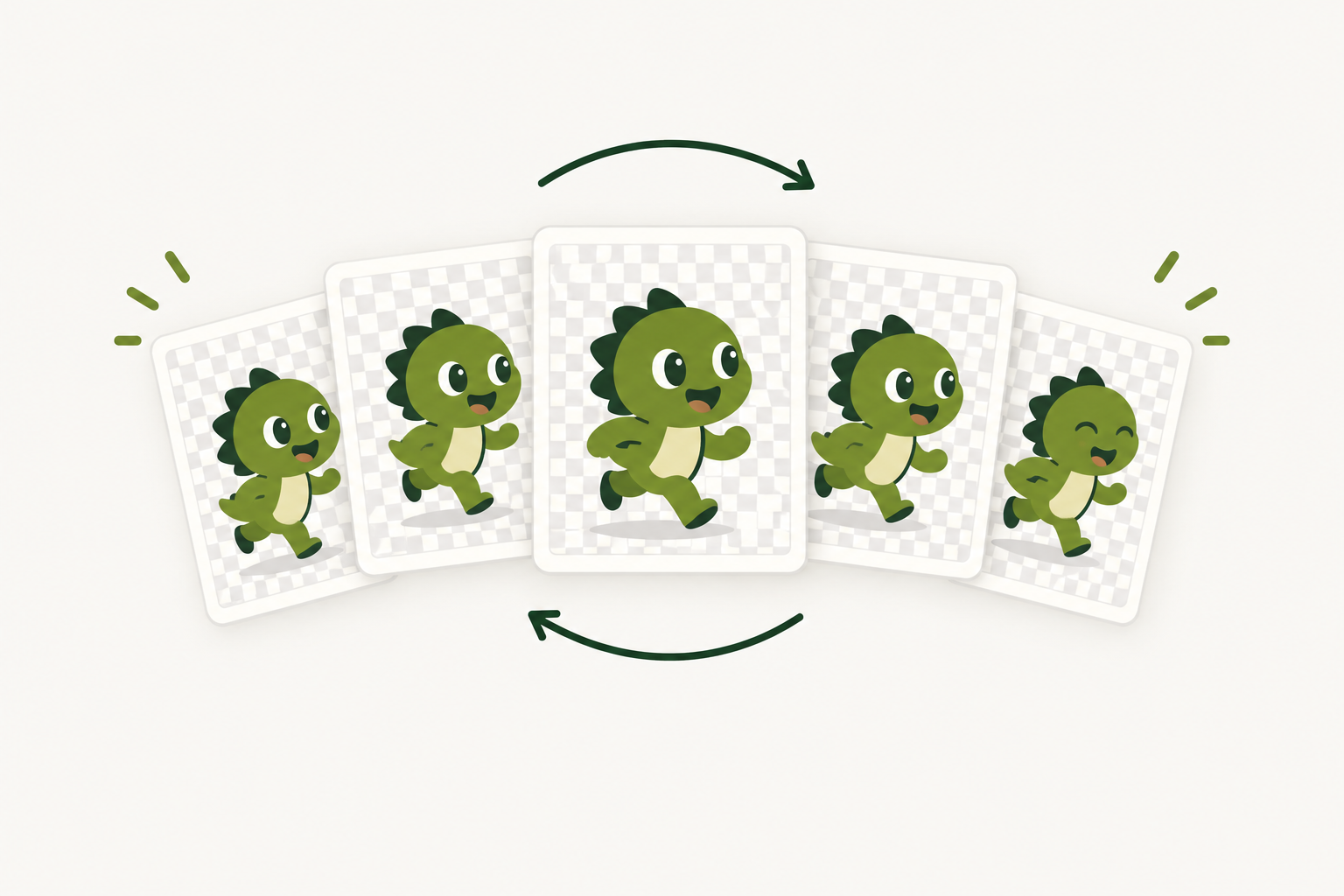 "Animated GIF shown as a stack of frames, each needing its own background cut-out"