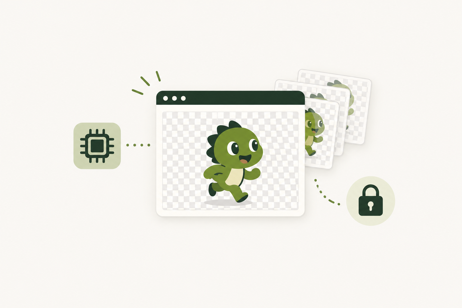"Animated GIF being cut out frame by frame by an AI model running inside a web browser”