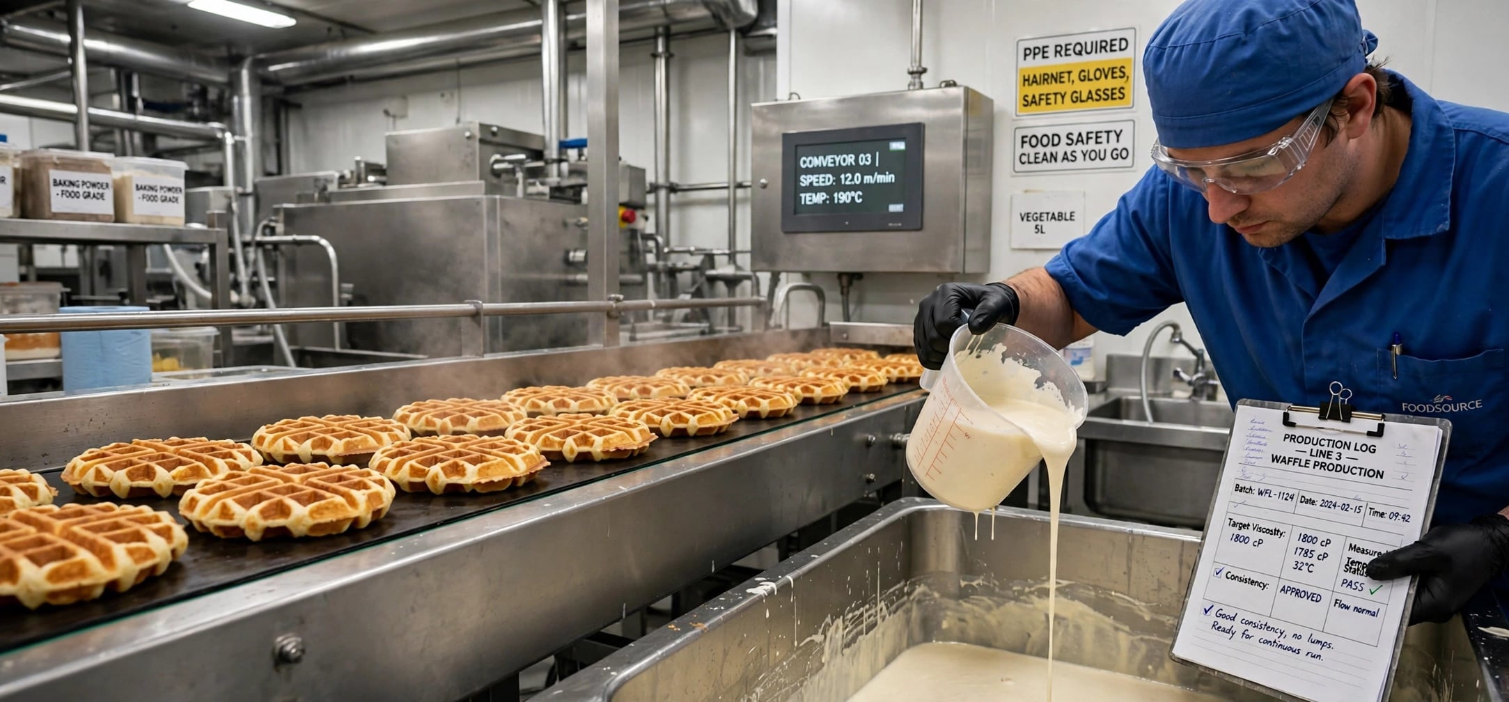Scaling waffle production batter data UDTECH production line